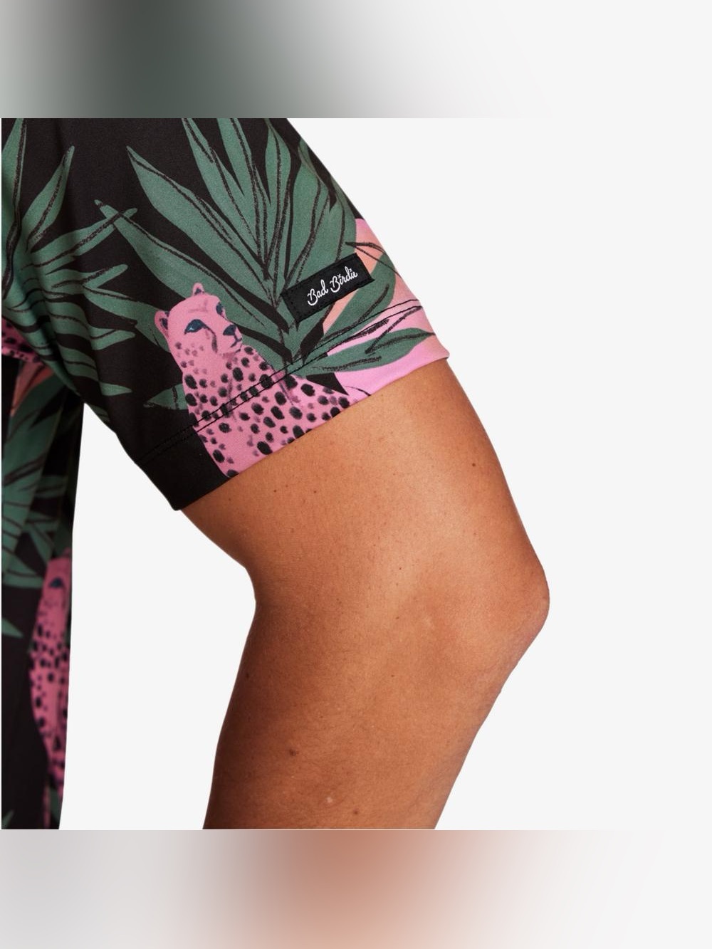 Bad Birdie Cheetah Tropical Golf Polo Men’s L Black Pink Performance Shirt - Picture 4 of 11